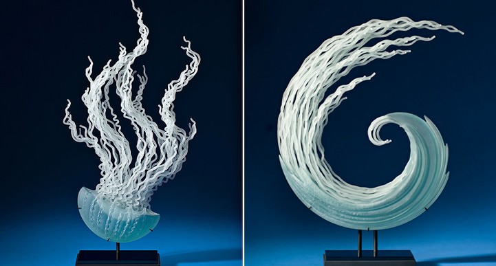 Esculturas de vidrio inspiradas por el océano y animales marinos