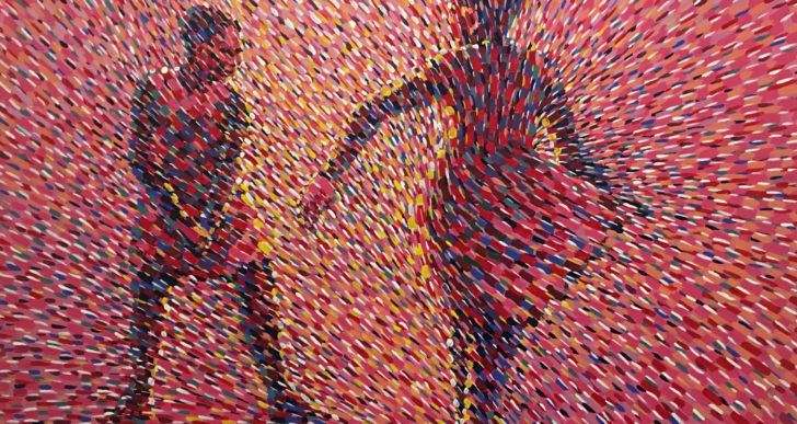 Betty Acquah pinta danzantes con innumerables puntos de colores